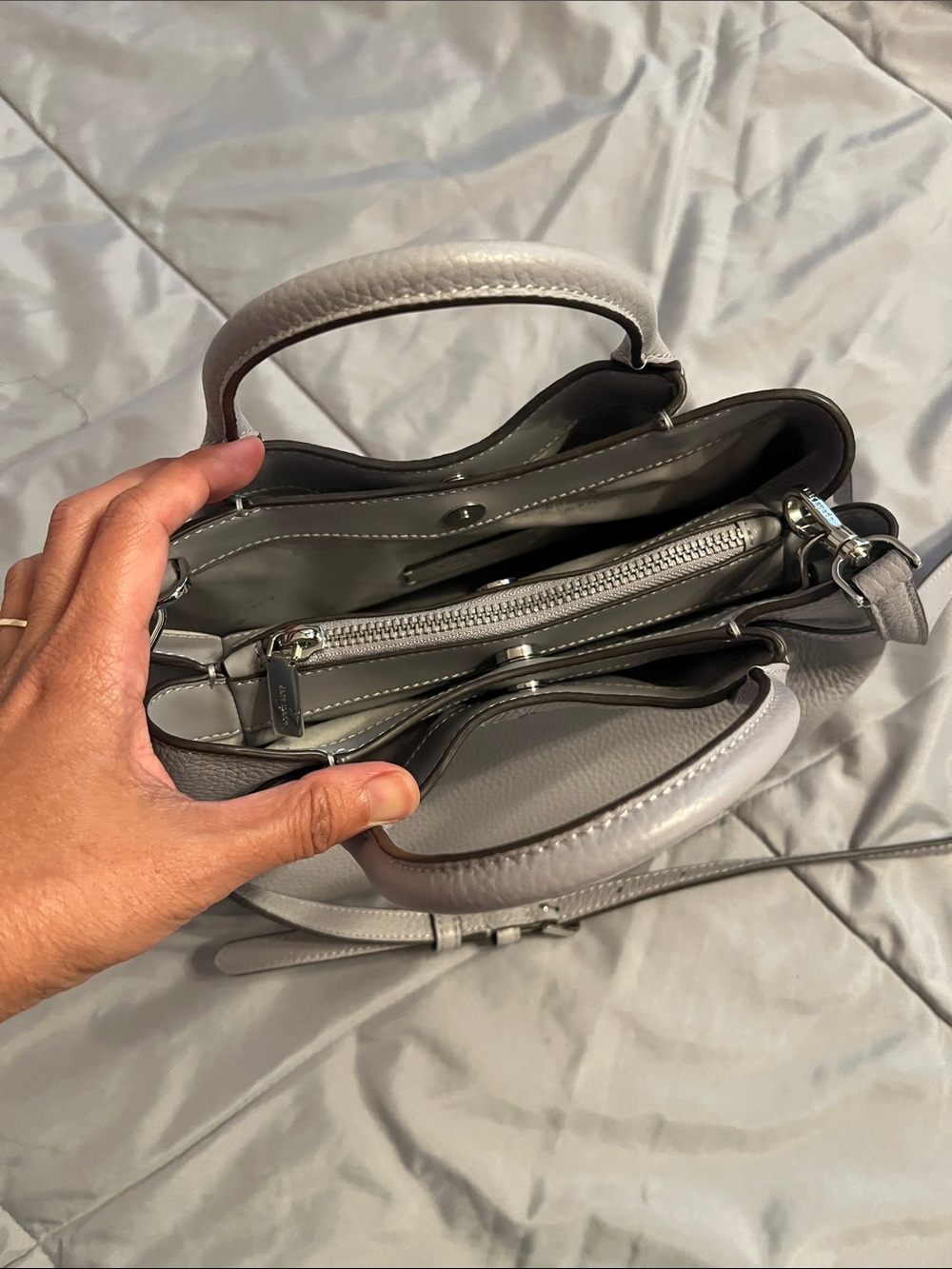 Like New! kate spade Pebbled Leather Satchel in Gray - Picture 2 of 5